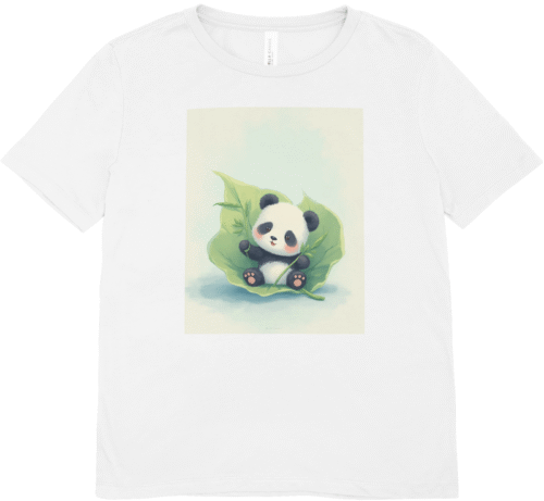 T-shirt femme blanc panda avec banbou