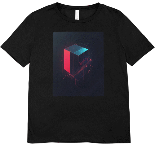 T-shirt femme noir cube art moderne