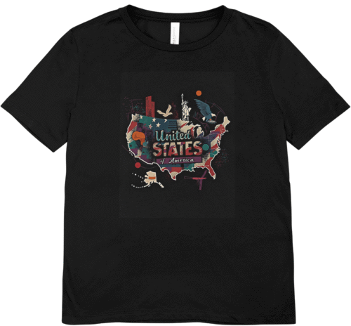 T-shirt femme noir United States of America