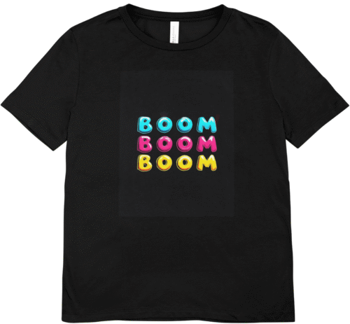 T-shirt femme noir Boom coloré