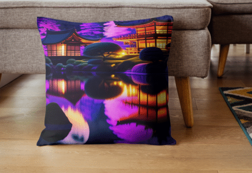 Coussin jardin traditionnel d'asie violet
