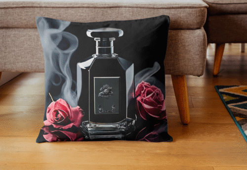 coussin parfum ambiance sombre avec deux roses