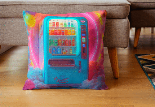 coussin distributeur de boissons rétro et pop