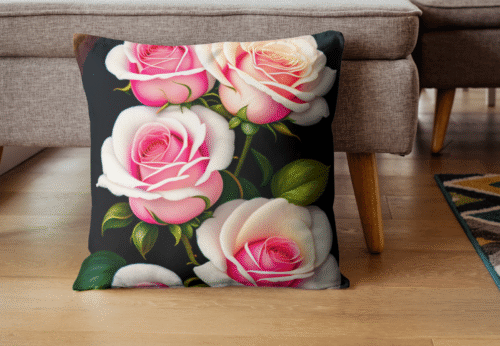 Coussin roses blanches
