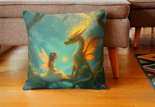 coussin dragon et une fée
