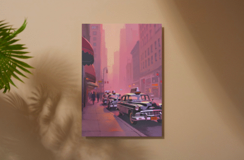 décoration murale New York atmosphère rose