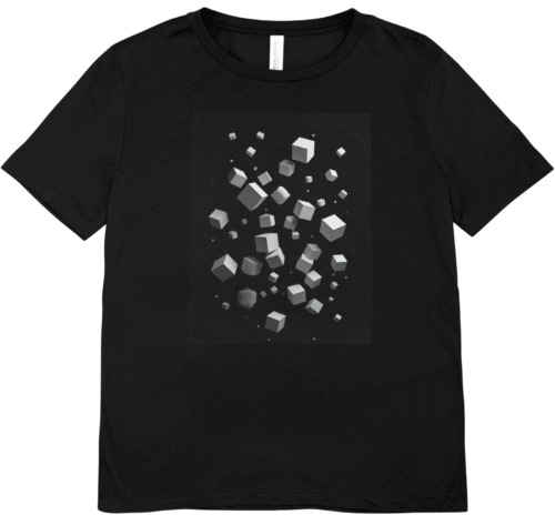 T-shirt femme noir cube gris et blanc