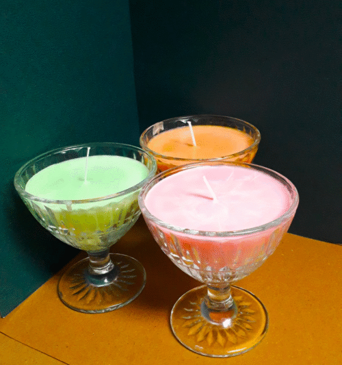 Bougie ambiance cocktail rose, orange ou verte