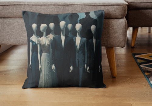 Coussin mannequins énigmatiques
